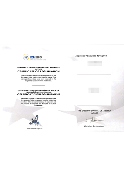 EU Trademark Certificate